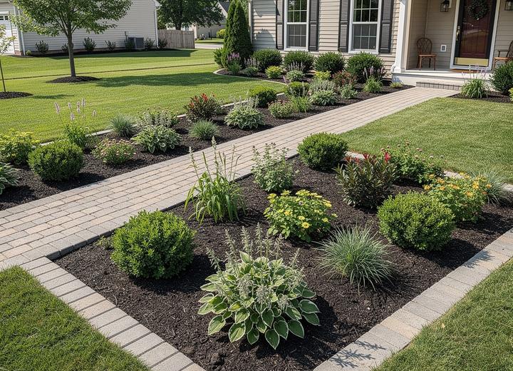 Fresh planting beds with tidy layout