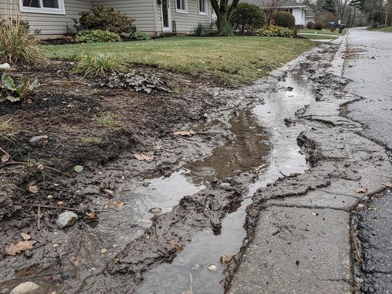 Before: muddy edge with uneven slope